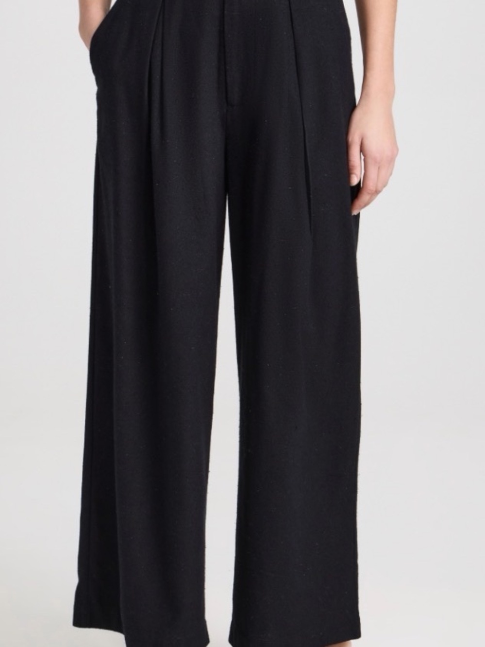 Jenni Kayne Black Wide-Leg Pleated Pants